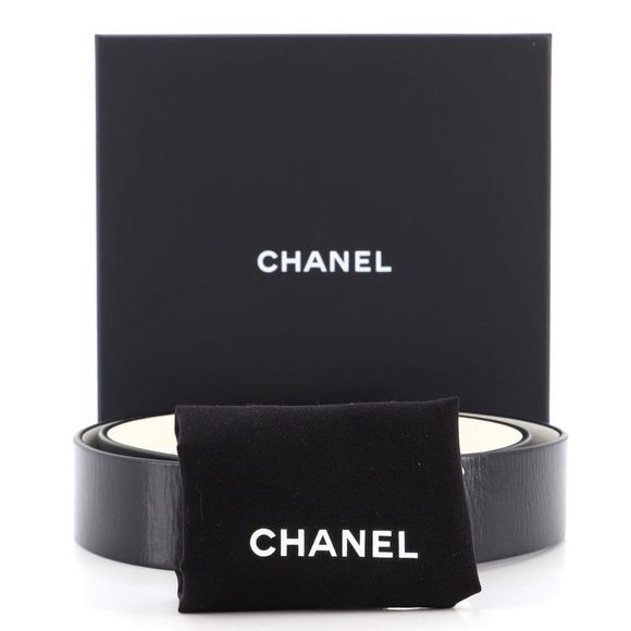 Chanel CC Reversible Belt Leather Wide 90 Black - Picture 2 of 6
